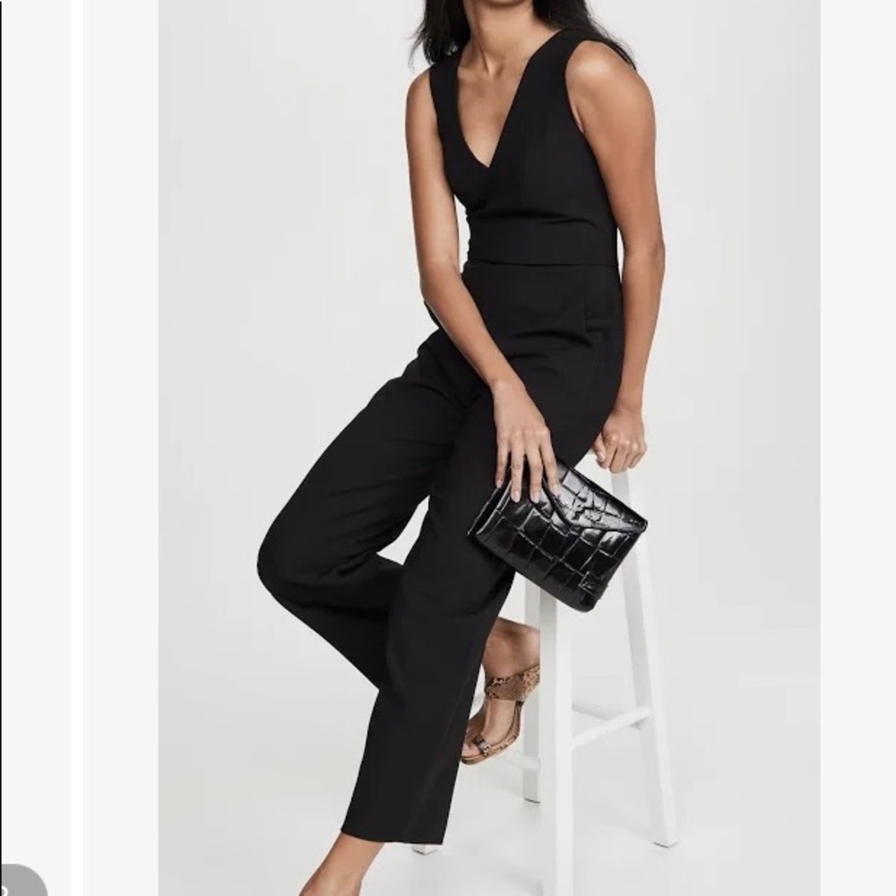 Club Monaco Black Sleeveless Cropped Wide Leg Jumpsuit with Back tie